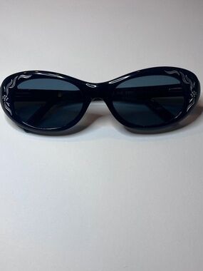 Lulu Guinness Black Sunglasses with Pearl Scroll Accents